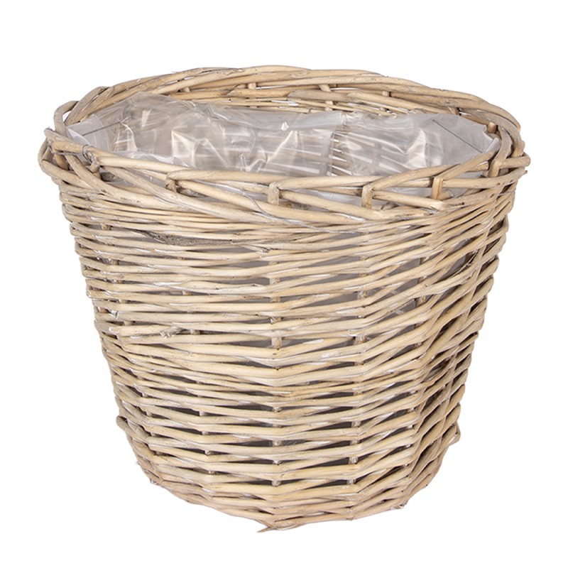 Clayre & Eef Pot de fleurs set de 3 Ø 34x27 / Ø 29x24 / Ø 23x21 cm Beige Rotin