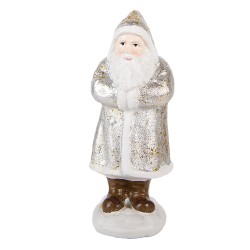 Clayre & Eef Statuetta decorativa di Natale Babbo Natale 7x7x16 cm Color argento Plastica