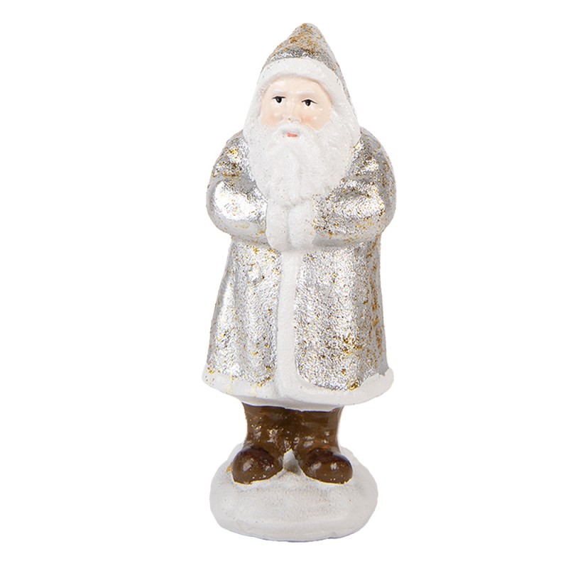 Clayre & Eef Statuetta decorativa di Natale Babbo Natale 7x7x16 cm Color argento Plastica