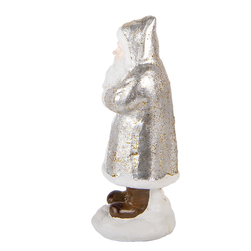 Clayre & Eef Statuetta decorativa di Natale Babbo Natale 7x7x16 cm Color argento Plastica