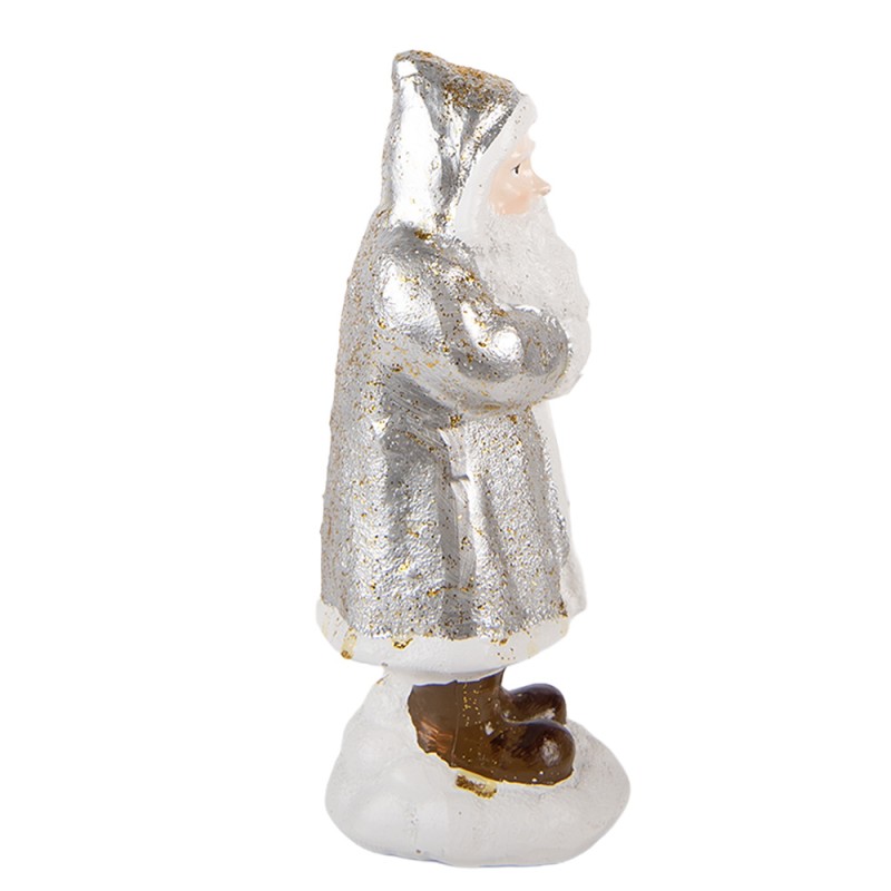 Clayre & Eef Statuetta decorativa di Natale Babbo Natale 7x7x16 cm Color argento Plastica