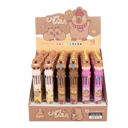 Clayre & Eef Pennen Voor Kinderen Capybara 19x18x16 cm Bruin Kunststof