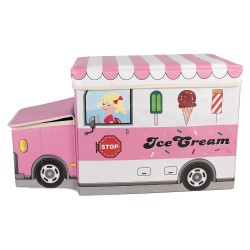 Clayre & Eef Storage Box Car 55x32x28 cm Pink Plastic