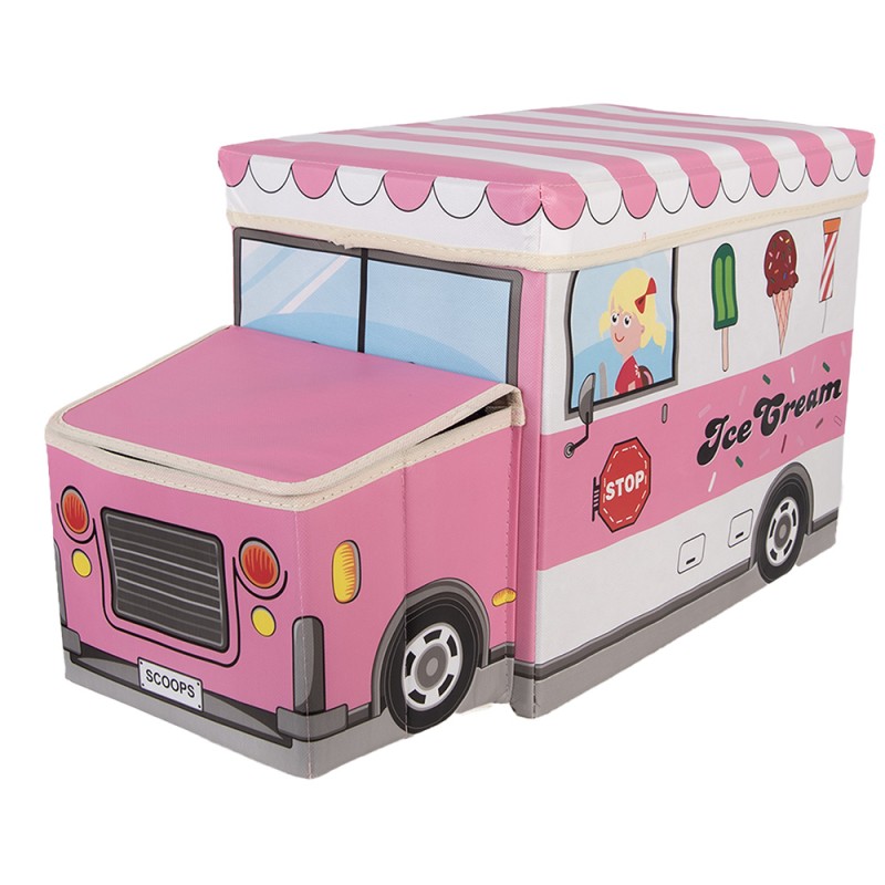 Clayre & Eef Storage Box Car 55x32x28 cm Pink Plastic