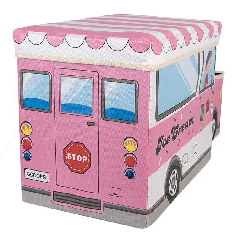 Clayre & Eef Storage Box Car 55x32x28 cm Pink Plastic