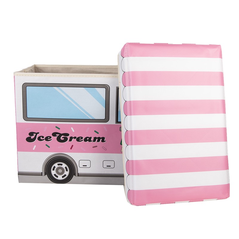 Clayre & Eef Storage Box Car 55x32x28 cm Pink Plastic