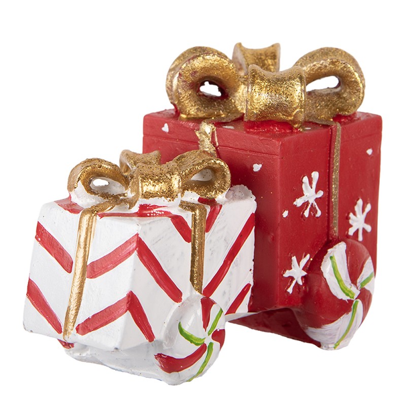 Clayre & Eef Décoration de Noël Image Cadeau 9x7x11 cm Rouge Polyrésine
