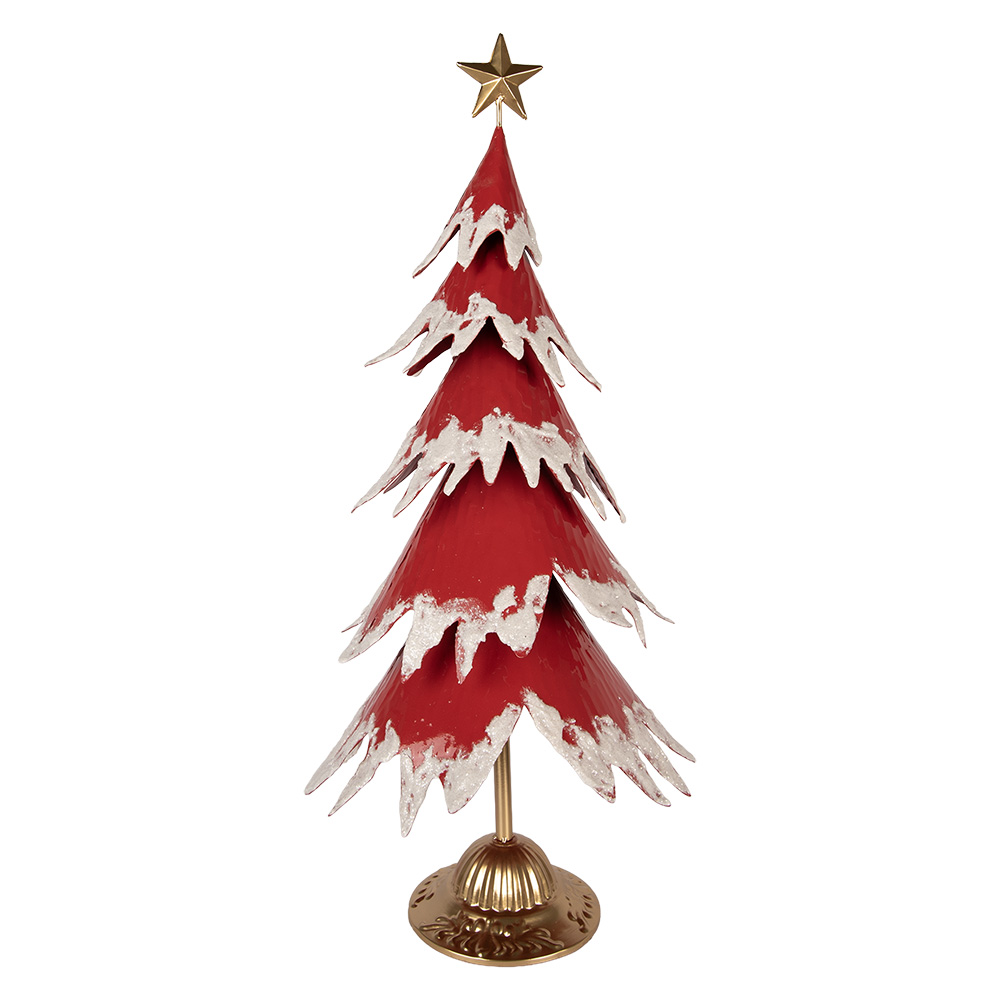 Clayre & Eef Kerstdecoratie Beeld Kerstboom 39x31x84 cm Rood Metaal afbeelding