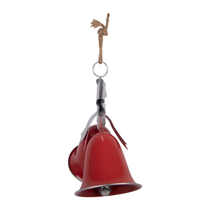 Clayre & Eef Kersthanger Bel 42x21x46 cm Rood Metaal
