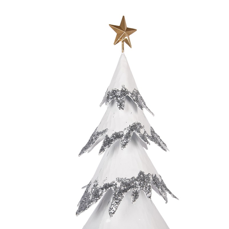 Clayre & Eef Statuetta decorativa di Natale Albero di Natale 34x26x67 cm Bianco Metallo