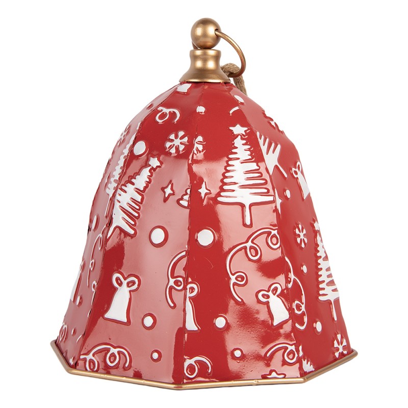 Clayre & Eef Christmas Decoration Figurine Bell Ø 27x31 cm Red Metal
