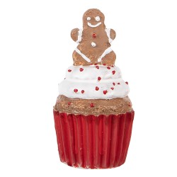 Clayre & Eef Christmas Decoration Figurine Cupcake Ø 5x8 cm Red Plastic