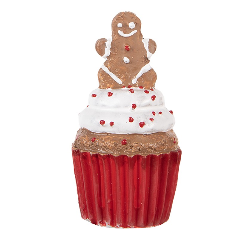 Clayre & Eef Christmas Decoration Figurine Cupcake Ø 5x8 cm Red Plastic
