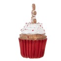 Clayre & Eef Christmas Decoration Figurine Cupcake Ø 5x8 cm Red Plastic