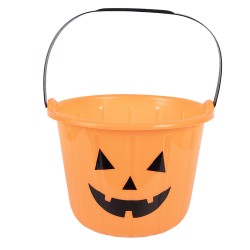 Clayre & Eef Halloween-Dekoration Eimer Ø 19x14 cm Orange Kunststoff