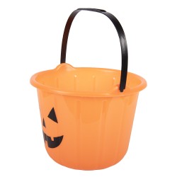 Clayre & Eef Halloween-Dekoration Eimer Ø 19x14 cm Orange Kunststoff