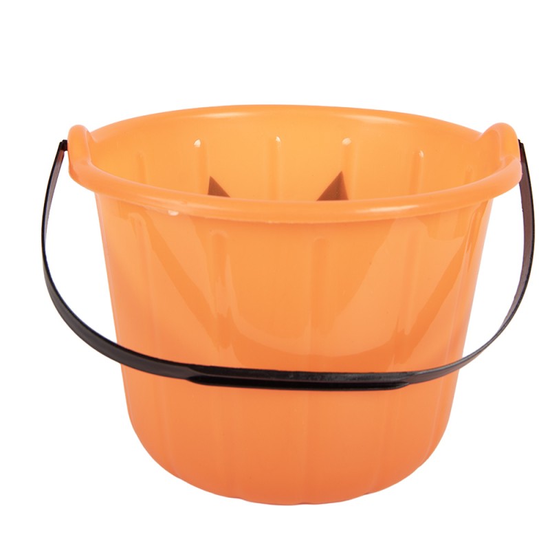 Clayre & Eef Halloween-Dekoration Eimer Ø 19x14 cm Orange Kunststoff