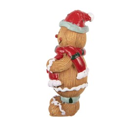 Clayre & Eef Kerstdecoratie Beeld Gingerbread man 5x4x9 cm Bruin Kunststof
