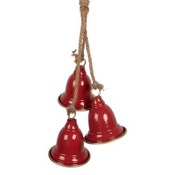 Clayre & Eef Kerstdecoratie Beeld Bel 17x23x52 cm Rood Metaal
