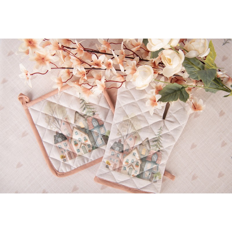 Clayre & Eef Manique de four 18x30 cm Beige Coton