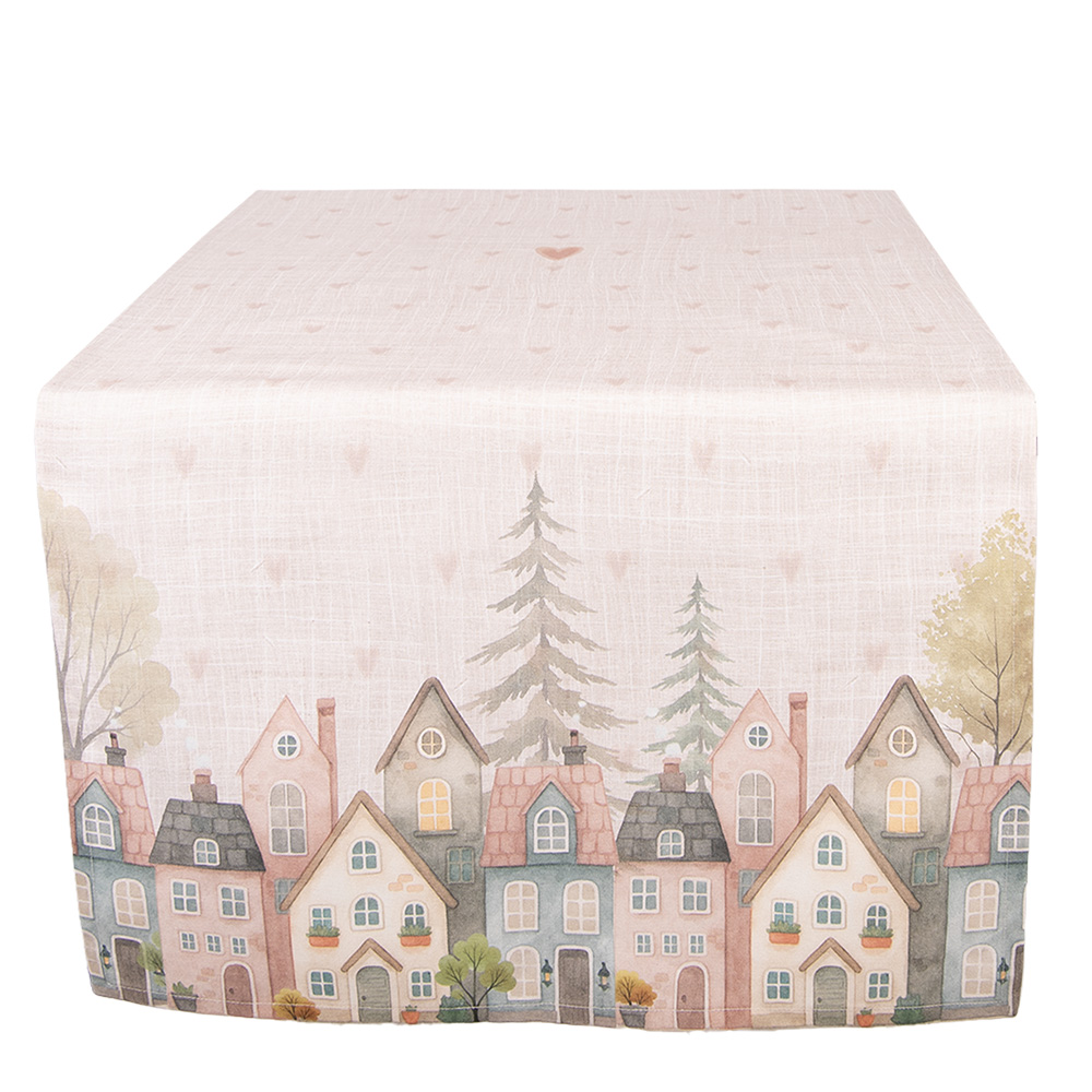 Clayre & Eef Tafelloper 50x140 cm Beige Katoen afbeelding