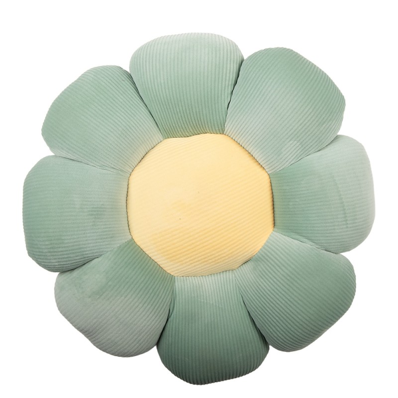 Clayre & Eef Decorative Cushion Flower Ø 40x6 cm Green Polyester