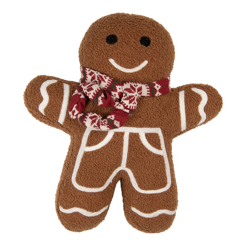 Clayre & Eef Coussin Bonhomme en pain d‘épice 35x5x44 cm Marron Polyester