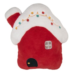 Clayre & Eef Cuscino decorativo Casa 40x8x40 cm Rosso Poliestere