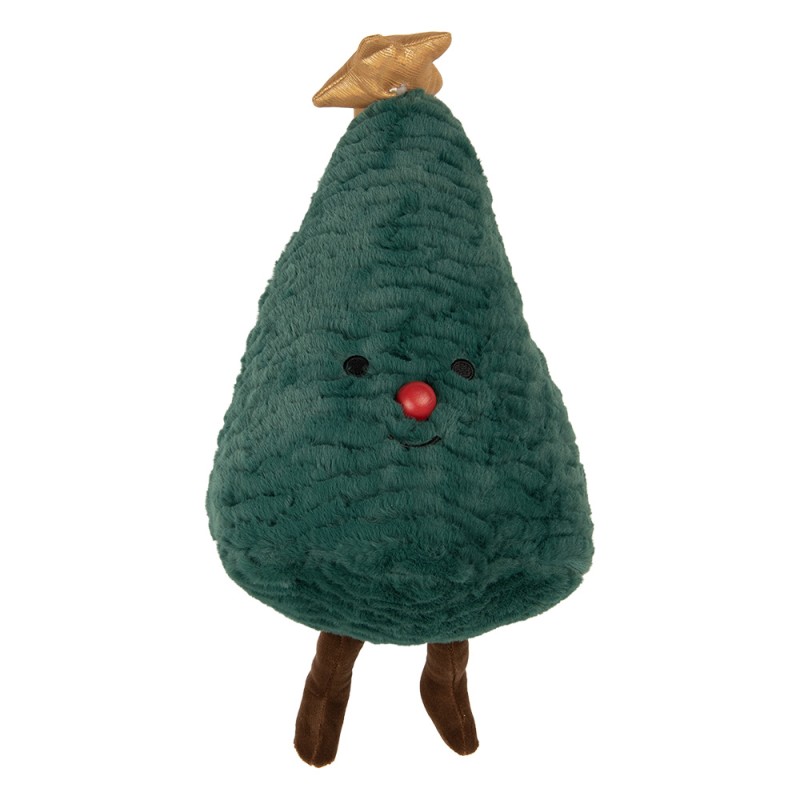 Clayre & Eef Coussin Sapin de Noël 20x10x32 cm Vert Polyester