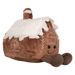 Clayre & Eef Dekokissen Lebkuchenhaus 18x20x23 cm Braun Polyester