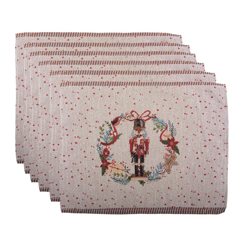 Clayre & Eef Sets de table set de 6 33x45 cm Beige Polyester