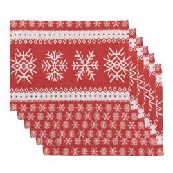 Clayre & Eef Sets de table set de 6 33x45 cm Rouge Polyester