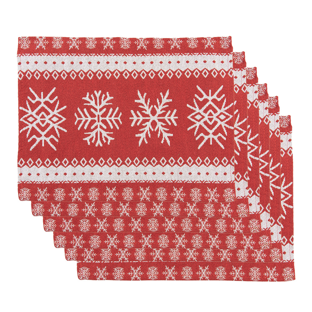 Clayre & Eef Placemats Set van 6 33x45 cm Rood Polyester afbeelding