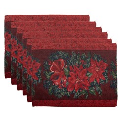 Clayre & Eef Sets de table set de 6 33x45 cm Rouge Polyester
