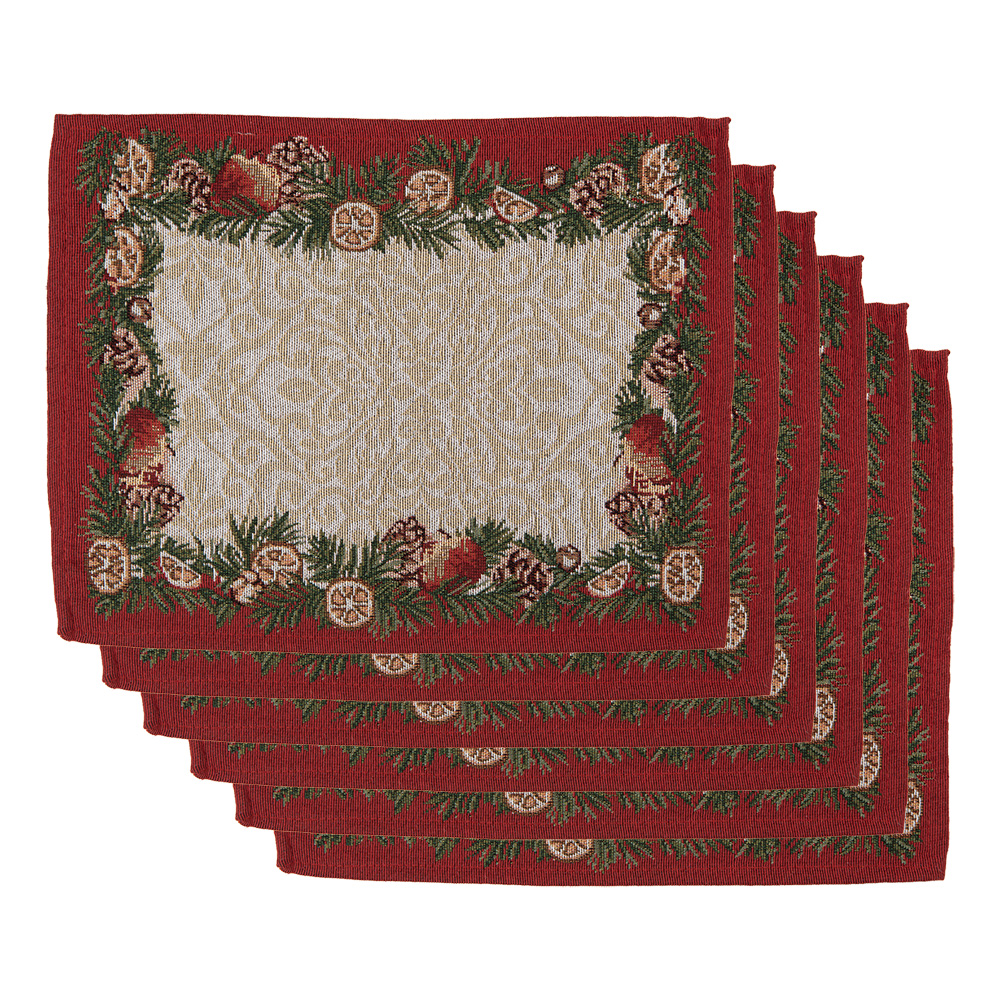 Clayre & Eef Placemats Set van 6 33x45 cm Beige Polyester afbeelding