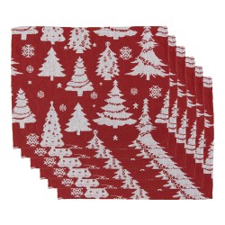 Clayre & Eef Sets de table set de 6 33x45 cm Rouge Polyester