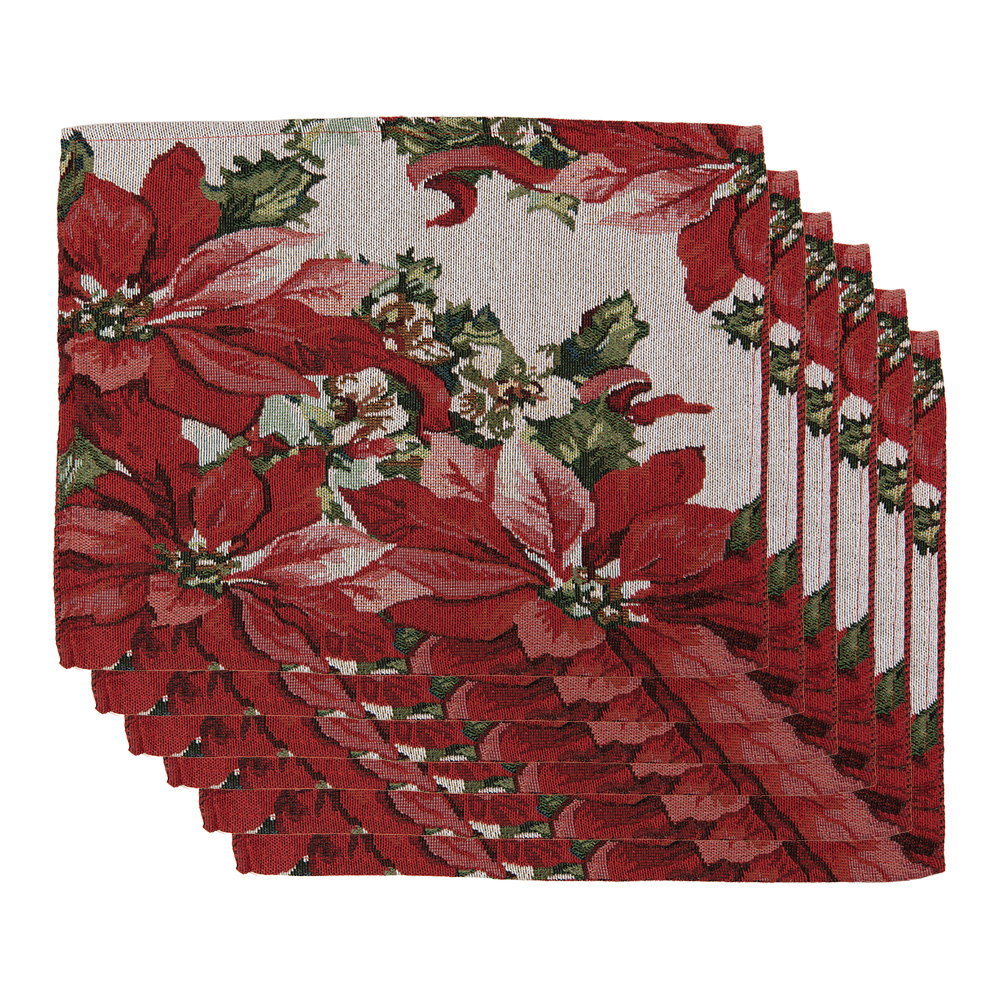 Clayre & Eef Placemats Set van 6 33x45 cm Beige Polyester afbeelding