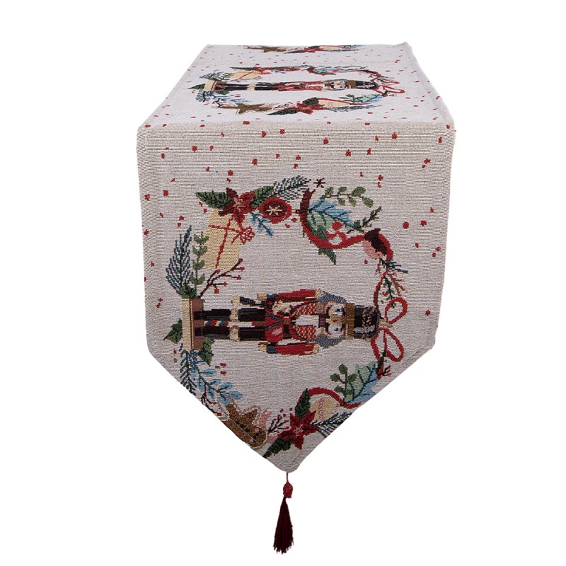 Clayre & Eef Chemin de table Noël 33x180 cm Beige Polyester