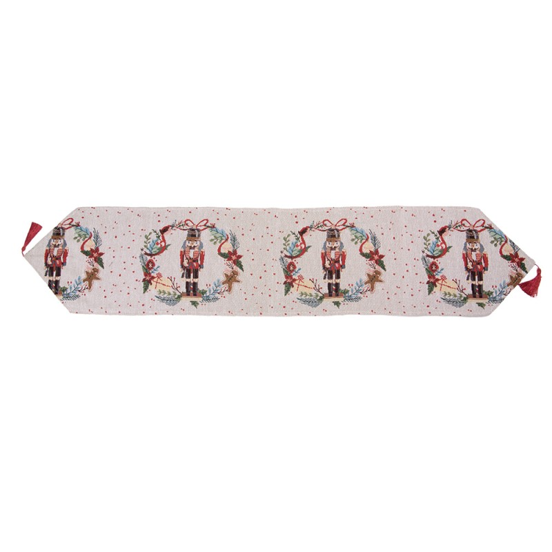 Clayre & Eef Chemin de table Noël 33x180 cm Beige Polyester