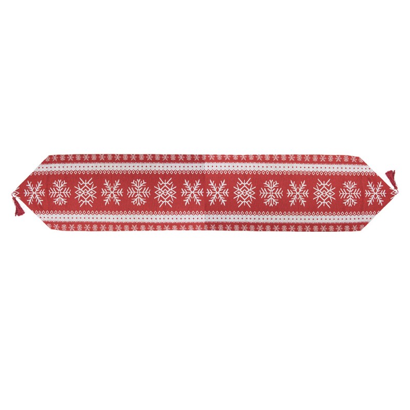 Clayre & Eef Christmas Table Runner 33x180 cm Red Polyester