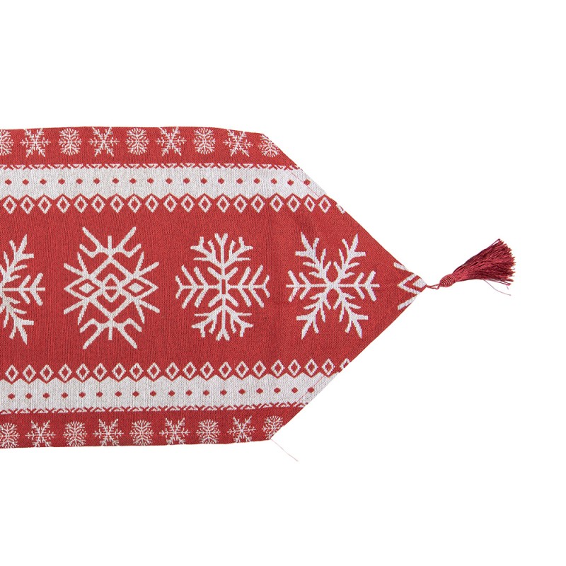 Clayre & Eef Christmas Table Runner 33x180 cm Red Polyester