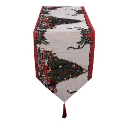 Clayre & Eef Tafelloper Kerst 33x180 cm Beige Polyester