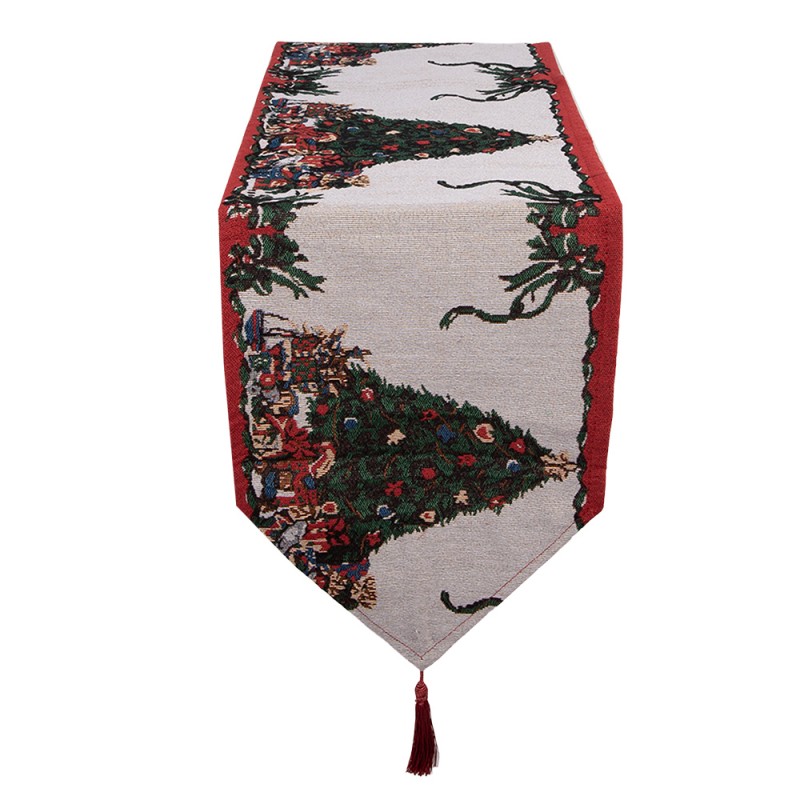 Clayre & Eef Tafelloper Kerst 33x180 cm Beige Polyester