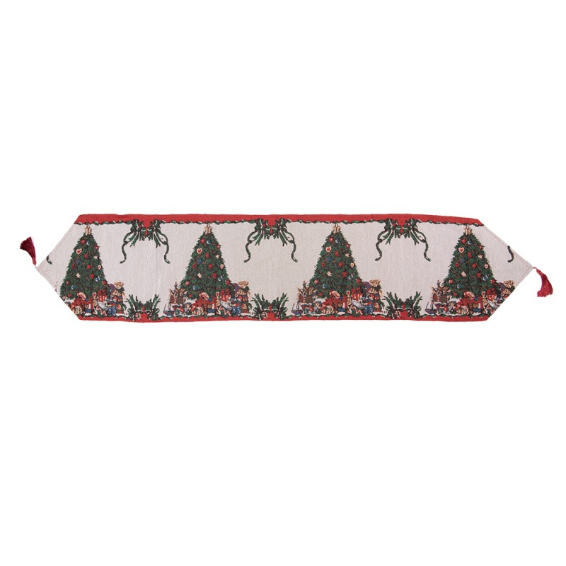 Clayre & Eef Tafelloper Kerst 33x180 cm Beige Polyester