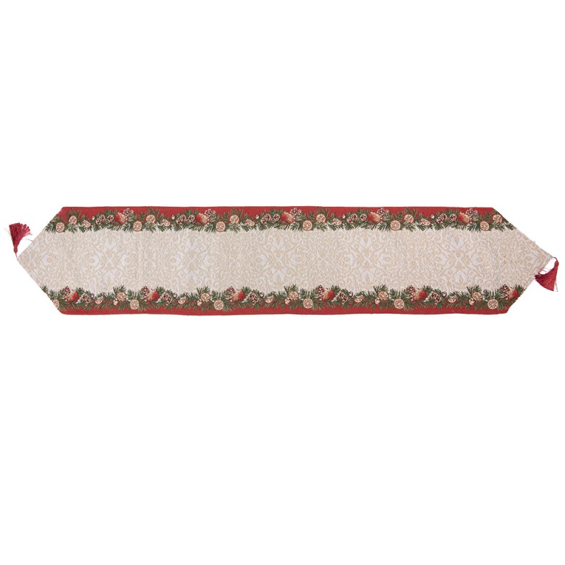 Clayre & Eef Chemin de table Noël 33x180 cm Beige Polyester