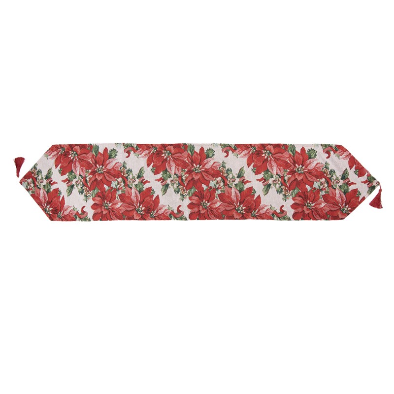Clayre & Eef Tischläufer Weihnachten 33x180 cm Beige Polyester