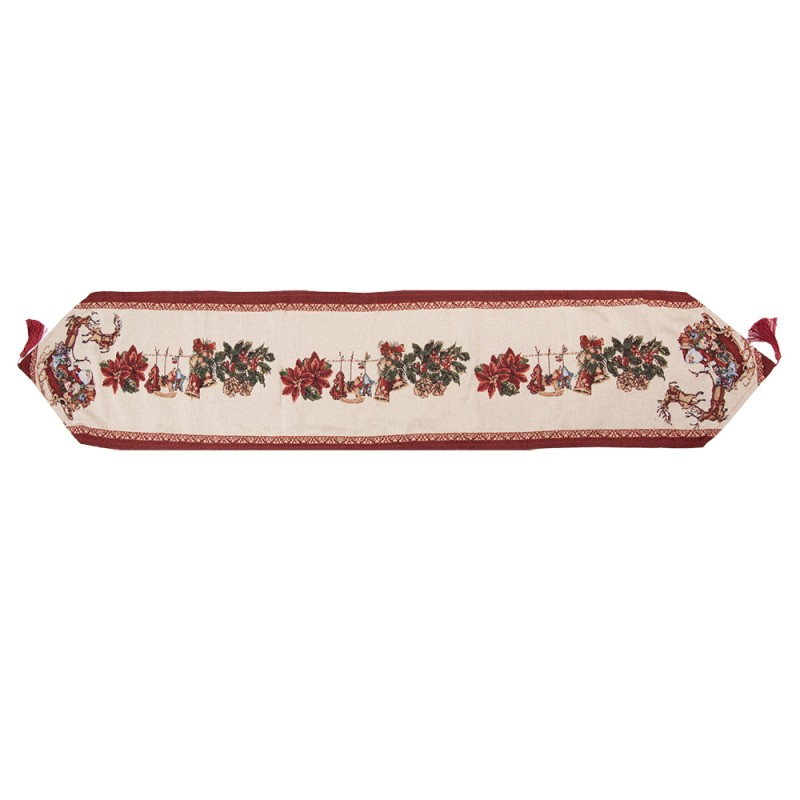 Clayre & Eef Christmas Table Runner 33x180 cm Beige Polyester