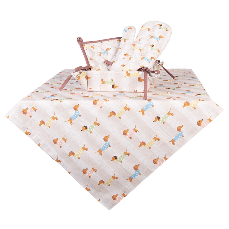 Clayre & Eef Nappe 100x100 cm Beige Coton