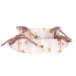 Clayre & Eef Corbeille à pain 35x35x8 cm Beige Coton