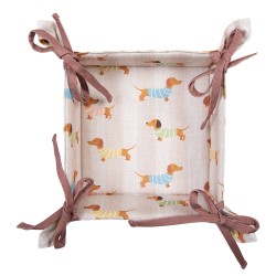 Clayre & Eef Corbeille à pain 35x35x8 cm Beige Coton